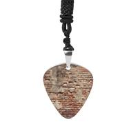 POTSCBVW Ancient Worn Brick Wall Guitar Pick Necklace for Men Women Titanium Steel Guitar Picks Pendant, Personalized Rock Music Jewelry for Anniversary Birthday Music Lover Gifts, One size, Titanium
