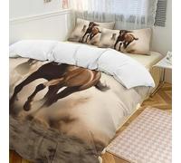 POTSCBVW Animals Horse Running Comforter Set - 3 Pieces Ultra Soft & Warm Queen Size Bedding Set with 1 Comforter Cover + 2 Pillowcases, Lightweight Bed Set for Home Decor 90"x90"