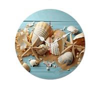 POTSCBVW Beach Theme Seashells Wall Clock Silent Non-Ticking, 40 * 40cm Round Wood Clock Battery Operated, Minimalist No Scale Clocks for Living Room, Bedroom, Office, White-Style