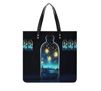 POTSCBVW Beautiful Bottle of The Night Tote Bag for Women, Extra Large PU Leather Handbag, Soft Shoulder Bag for Work & Beach
