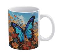 POTSCBVW Big Butterfly Mugs 11 Oz Ceramic Coffee Mugs for Cafe & Home, Elegant Classic Tea Cup Gift for Men & Women