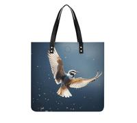 POTSCBVW Bird Migration Tote Bag for Women, Extra Large PU Leather Handbag, Soft Shoulder Bag for Work & Beach