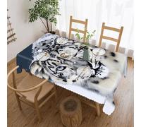POTSCBVW Blue Eyed Snow Leopard Rectangular Tablecloth 60"x86", Waterproof Stain-Resistant Polyester Table Cover for Dining Table, Rectangle Table Cloth for Kitchen, Party, Outdoor, Wedding
