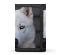 POTSCBVW Blue Eyed White Husky Wallet Compact Trifold Wallet with Keychain Lightweight & Durable Purse for Outdoor, style, One size, Classic