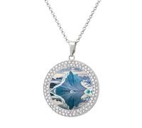 POTSCBVW Blue Iceberg Pendant Necklace for Women Men - Elegant Diamond Necklace with 19.7 Inch Chain, Diamond Pendant Jewelry for Birthday Christmas Valentine's Day Gift, One Size, Metal, alloy