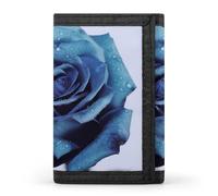 POTSCBVW Blue Rose Blooms Wallet Compact Trifold Wallet with Keychain Lightweight & Durable Purse for Outdoor, style, One size, Classic