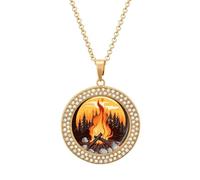 POTSCBVW Bonfire Pendant Necklace for Women Men - Elegant Diamond Necklace with 19.7 Inch Chain, Diamond Pendant Jewelry for Birthday Christmas Valentine's Day Gift, One Size, Metal, alloy
