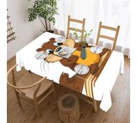 POTSCBVW Cartoon Animated Beaver Rectangular Tablecloth 60"x120", Waterproof Stain-Resistant Polyester Table Cover for Dining Table, Rectangle Table Cloth for Kitchen, Party, Outdoor, Wedding