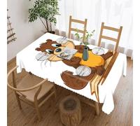 POTSCBVW Cartoon Animated Beaver Rectangular Tablecloth 60"x86", Waterproof Stain-Resistant Polyester Table Cover for Dining Table, Rectangle Table Cloth for Kitchen, Party, Outdoor, Wedding