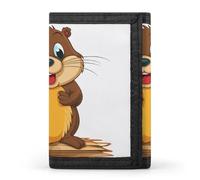 POTSCBVW Cartoon Animated Beaver Wallet Compact Trifold Wallet with Keychain Lightweight & Durable Purse for Outdoor, style, One size, Classic