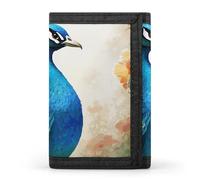 POTSCBVW Cartoon Blue Peacock Wallet Compact Trifold Wallet with Keychain Lightweight & Durable Purse for Outdoor, style, One size, Classic