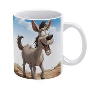 POTSCBVW Cartoon Donkey Mugs 11 Oz Ceramic Coffee Mugs for Cafe & Home, Elegant Classic Tea Cup Gift for Men & Women