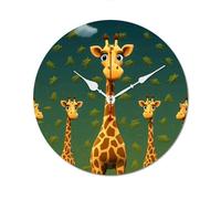 POTSCBVW Cartoon Giraffe Wall Clock Silent Non-Ticking, 40 * 40cm Round Wood Clock Battery Operated, Minimalist No Scale Clocks for Living Room, Bedroom, Office, White-Style
