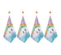 POTSCBVW Cartoon Smiling Cloud Rainbow Hand Towels, 4PCS Microfiber Hand Towels with Hanging Loop, Super Absorbent Quick-Dry Bathroom & Kitchen Towel Lint-Free, 11.8 X11.8 Inch