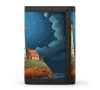POTSCBVW Catoon Whale Lighthouse Wallet Compact Trifold Wallet with Keychain Lightweight & Durable Purse for Outdoor, style, One size, Classic