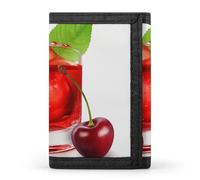 POTSCBVW Cherry Juice Wallet Compact Trifold Wallet with Keychain Lightweight & Durable Purse for Outdoor