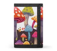 POTSCBVW Colorful Mushroom Wallet Compact Trifold Wallet with Keychain Lightweight & Durable Purse for Outdoor, style, One size, Classic