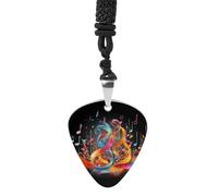 POTSCBVW Colorful Musical Note Guitar Pick Necklace for Men Women, Trendy Music Necklace Titanium Steel Guitar Pick Pendant with Pattern Punk Rock Jewelry for Music Lovers, Musician Gift