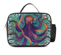POTSCBVW Colorful Octopus Lunch Bag Large Capacity, Insulated Lunch Tote with Secure Buckle, Leakproof Cooler Tote Bag for Work, Gym, Picnic, Travel & Outdoor Activities