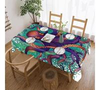 POTSCBVW Colorful Octopus Rectangular Tablecloth 55"x70", Waterproof Stain-Resistant Polyester Table Cover for Dining Table, Rectangle Table Cloth for Kitchen, Party, Outdoor, Wedding