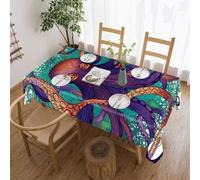 POTSCBVW Colorful Octopus Rectangular Tablecloth 60"x120", Waterproof Stain-Resistant Polyester Table Cover for Dining Table, Rectangle Table Cloth for Kitchen, Party, Outdoor, Wedding