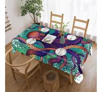 POTSCBVW Colorful Octopus Rectangular Tablecloth 60"x86", Waterproof Stain-Resistant Polyester Table Cover for Dining Table, Rectangle Table Cloth for Kitchen, Party, Outdoor, Wedding