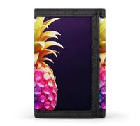 POTSCBVW Colorful Pineapple Wallet Compact Trifold Wallet with Keychain Lightweight & Durable Purse for Outdoor, style, One size, Classic