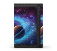 POTSCBVW Colorful Solar Star Wallet Compact Trifold Wallet with Keychain Lightweight & Durable Purse for Outdoor, style, One size, Classic