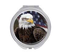POTSCBVW Compact Mirror for Purse, American Bald Eagle Makeup Mirror Ultra Slim Double-Sided 1X/2X Magnifying, Small Pocket Mirrors Foldable Vanity Mirrors for Travel, On-The-Go Touch-Ups
