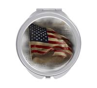 POTSCBVW Compact Mirror for Purse, American Flag Makeup Mirror Ultra Slim Double-Sided 1X/2X Magnifying, Small Pocket Mirrors Foldable Vanity Mirrors for Travel, On-The-Go Touch-Ups