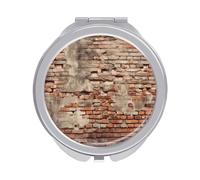 POTSCBVW Compact Mirror for Purse, Ancient Worn Brick Wall Makeup Mirror Ultra Slim Double-Sided 1X/2X Magnifying, Small Pocket Mirrors Foldable Vanity Mirrors for Travel, On-The-Go Touch-Ups