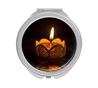 POTSCBVW Compact Mirror for Purse, Burning Candle Makeup Mirror Ultra Slim Double-Sided 1X/2X Magnifying, Small Pocket Mirrors Foldable Vanity Mirrors for Travel, On-The-Go Touch-Ups
