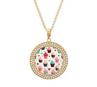 POTSCBVW Cupcake Candy Hearts Sweet Pendant Necklace for Women Men - Elegant Diamond Necklace with 19.7 Inch Chain, Diamond Pendant Jewelry for Birthday Christmas Valentine's Day Gift, One Size, Metal