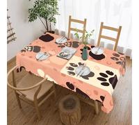 POTSCBVW Cute Cat Paw Rectangular Tablecloth 55"x70", Waterproof Stain-Resistant Polyester Table Cover for Dining Table, Rectangle Table Cloth for Kitchen, Party, Outdoor, Wedding