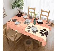 POTSCBVW Cute Cat Paw Rectangular Tablecloth 60"x86", Waterproof Stain-Resistant Polyester Table Cover for Dining Table, Rectangle Table Cloth for Kitchen, Party, Outdoor, Wedding