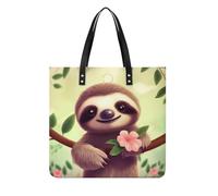 POTSCBVW Cute Sloth Tote Bag for Women, Extra Large PU Leather Handbag, Soft Shoulder Bag for Work & Beach