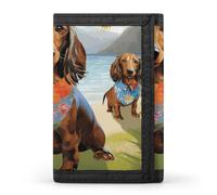 POTSCBVW Dachshund Tropical Painting Art Wallet Compact Trifold Wallet with Keychain Lightweight & Durable Purse for Outdoor, style, One size, Classic