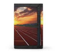 POTSCBVW Dusk Running Track Wallet Compact Trifold Wallet with Keychain Lightweight & Durable Purse for Outdoor, style, One size, Classic