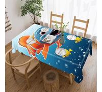 POTSCBVW Fish Under The Sea Rectangular Tablecloth 60"x120", Waterproof Stain-Resistant Polyester Table Cover for Dining Table, Rectangle Table Cloth for Kitchen, Party, Outdoor, Wedding