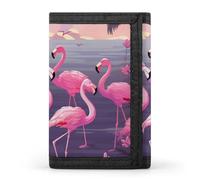 POTSCBVW Flock of Tropical Flamingos Wallet Compact Trifold Wallet with Keychain Lightweight & Durable Purse for Outdoor, style, One size, Classic