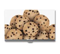 POTSCBVW Food Chocolate Chip Biscuits Business Card Holder Super Light Portable Aluminium Alloy Credit Card Organizer Slim Professional Business Card Case for Office Workers Man And Women