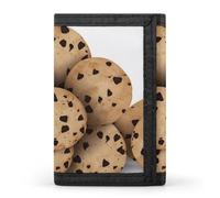 POTSCBVW Food Chocolate Chip Biscuits Wallet Compact Trifold Wallet with Keychain Lightweight & Durable Purse for Outdoor, style, One size, Classic