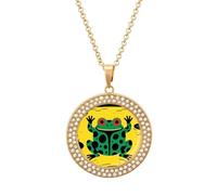 POTSCBVW Frog Clan Mark Pendant Necklace for Women Men - Elegant Diamond Necklace with 19.7 Inch Chain, Diamond Pendant Jewelry for Birthday Christmas Valentine's Day Gift, One Size, Metal, alloy
