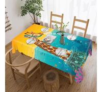 POTSCBVW Giraffe and Shark Rectangular Tablecloth 60"x86", Waterproof Stain-Resistant Polyester Table Cover for Dining Table, Rectangle Table Cloth for Kitchen, Party, Outdoor, Wedding