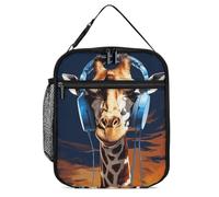 POTSCBVW Giraffe Wearing Headphones Lunch Bag Large Capacity, Insulated Lunch Tote with Secure Buckle, Leakproof Cooler Tote Bag for Work, Gym, Picnic, Travel & Outdoor Activities
