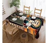 POTSCBVW Guitars Art Rectangular Tablecloth 60"x120", Waterproof Stain-Resistant Polyester Table Cover for Dining Table, Rectangle Table Cloth for Kitchen, Party, Outdoor, Wedding
