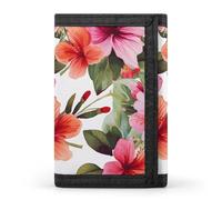 POTSCBVW Hawaiian Flower Print1 Wallet Compact Trifold Wallet with Keychain Lightweight & Durable Purse for Outdoor, style, One size, Classic