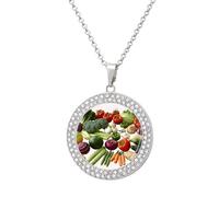 POTSCBVW Introduction of Various Vegetables Pendant Necklace for Women Men - Elegant Diamond Necklace with 19.7 Inch Chain, Diamond Pendant Jewelry for Birthday Christmas Valentine's Day Gift, One