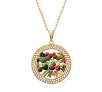 POTSCBVW Introduction of Various Vegetables Pendant Necklace for Women Men - Elegant Diamond Necklace with 19.7 Inch Chain, Diamond Pendant Jewelry for Birthday Christmas Valentine's Day Gift, One