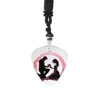 POTSCBVW Kneeling with A Rose Guitar Pick Necklace for Men Women, Trendy Music Necklace Titanium Steel Guitar Pick Pendant with Pattern Punk Rock Jewelry for Music Lovers, Musician Gift